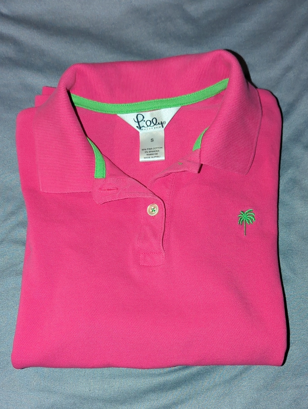 Lilly Pulitzer Hot Pink Polo with Green Trim